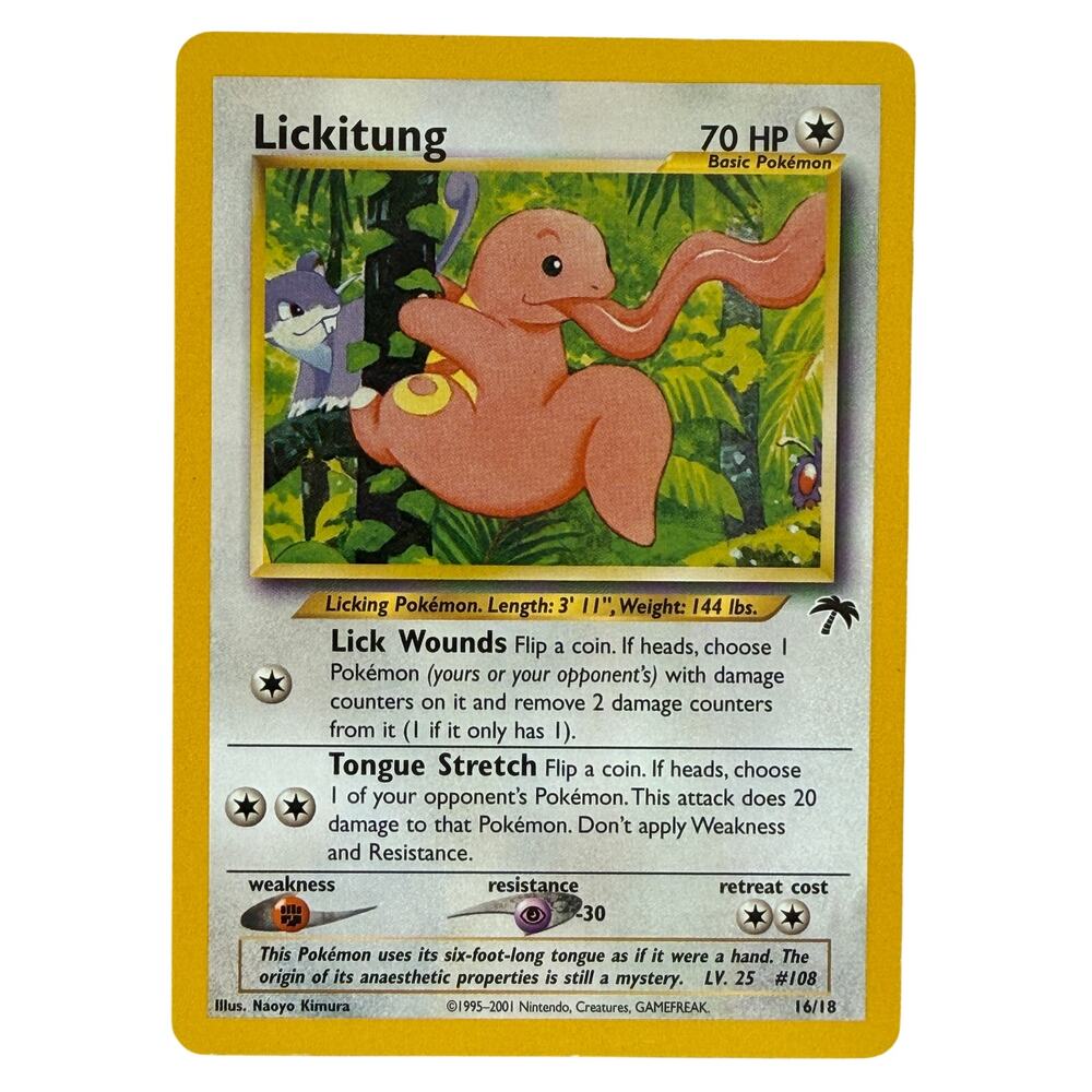 Pokémon TCG Lickitung 16/18 Southern Islands 2001 Non Holo Vintage Card LP-EX